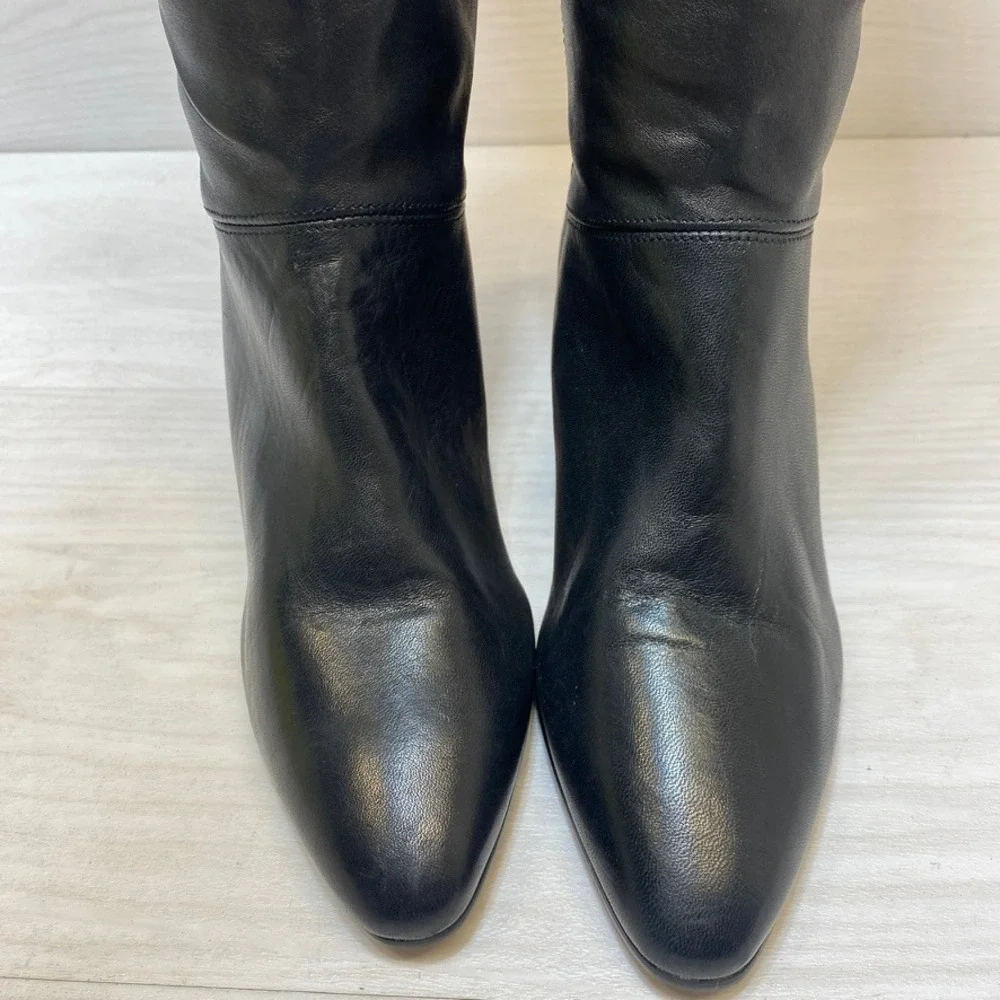 Enzo Angiolini Womens 8M Tall Boots Y-Honor Black Leather Suede Over‎ The Knee